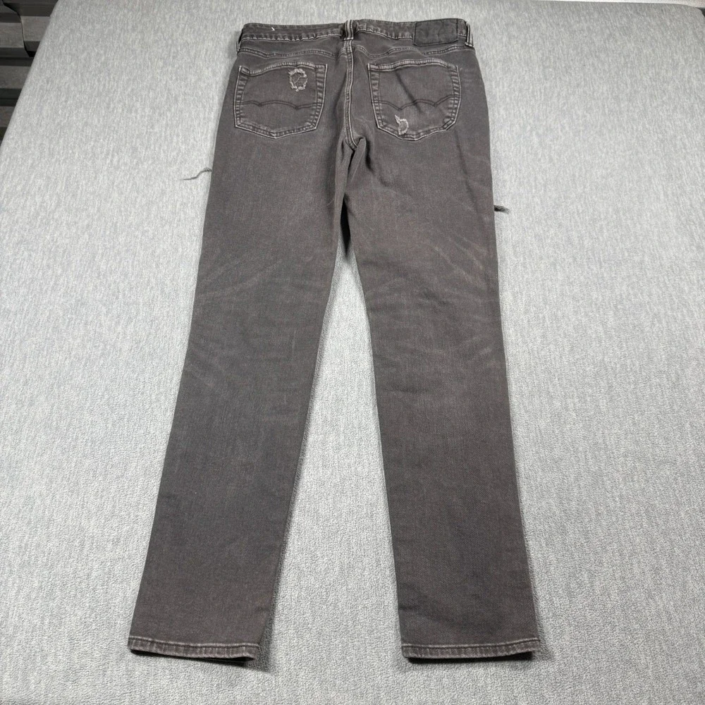 American Eagle Jeans Mens 32x32 Black Airflex+ Distressed Ripped Skinny Stretch